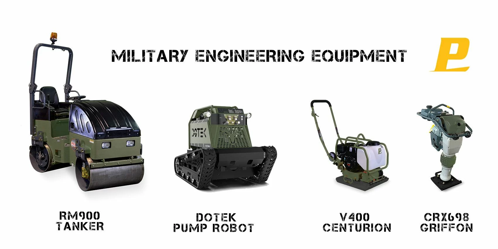 Paclite Equipment propose une gamme de machines spécifiques pour le corps des armées., rouleau compacteur robot pompe, plaques vibrantes, pilonneuses